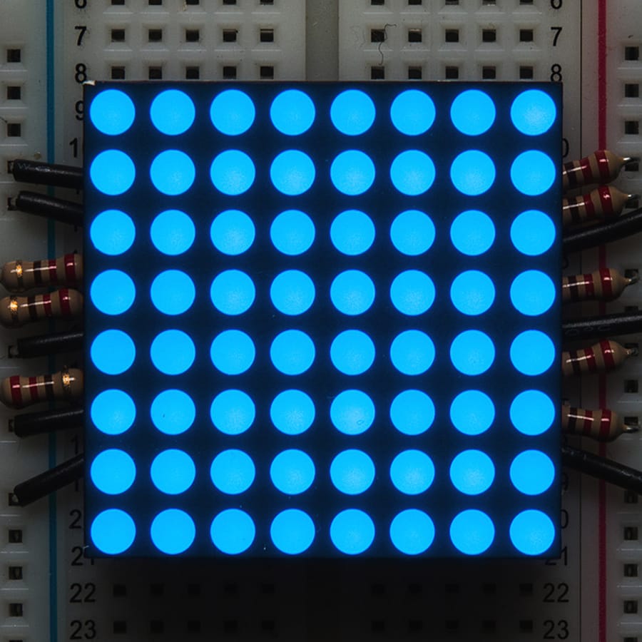 Small 1.2" 8x8 Ultra Bright Blue LED Matrix (KWM-30881CBB)