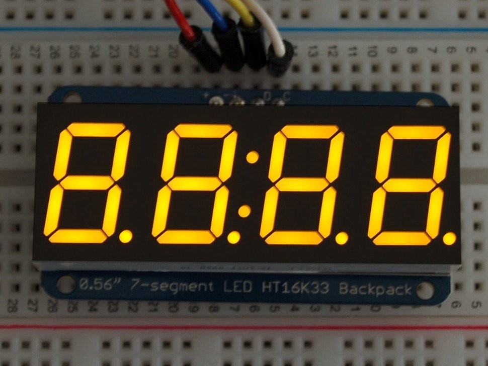 0.56 inch 4-Digit 7-Segment Display w/I2C Backpack Geel adafruit 879