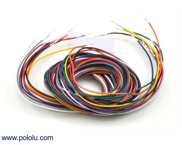 Wires Pre-crimped Terminals 10-Piece 10-Color M-M 150cm Pololu 2005