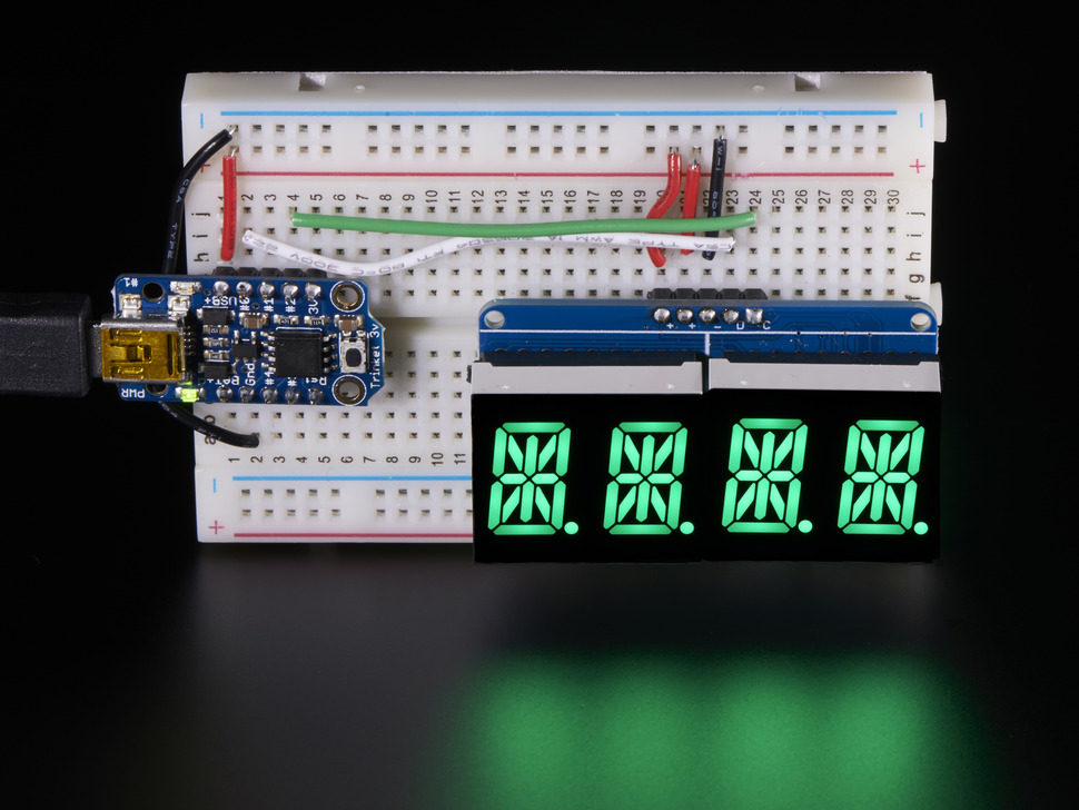 Quad Alphanumeric Display - Pure Green 0.54 inch Digits w/ Backpack Adafruit 2160