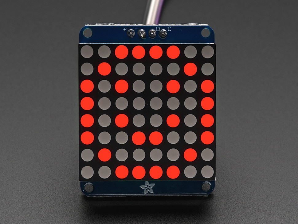 Small 1.2 inch 8x8 LED Matrix w/I2C Backpack - Rood Adafruit 1049