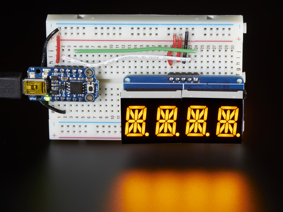 Quad Alphanumeric Display - Yellow 0.54 inch Digits w/ I2C Backpack Adafruit 2158