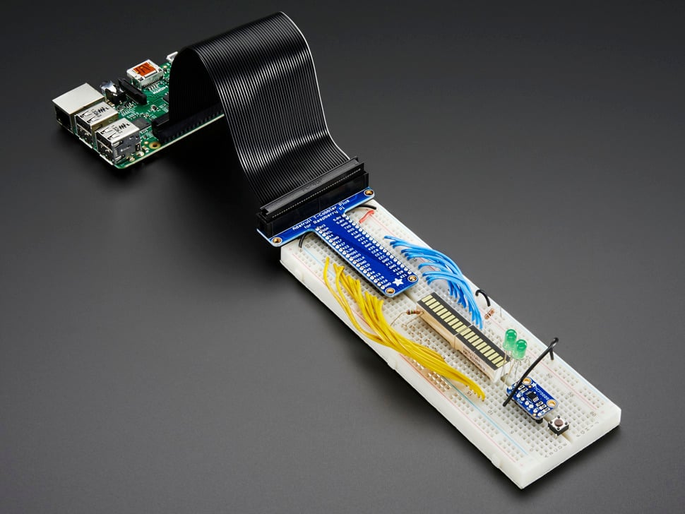 Assembled Pi T-Cobbler Plus - GPIO Breakout - Pi A+, B+, Pi 2/3/4, Zero Adafruit 2028