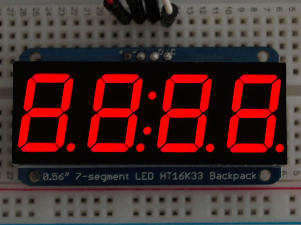 0.56 inch 4-Digit 7-Segment Display w/I2C Backpack Rood adafruit 878