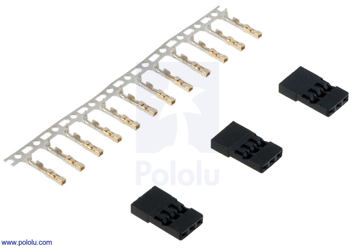 JR Connector Pack, Female – 3 JR-connectoren + reservepinnen – 22‑26 AWG pololu-1924