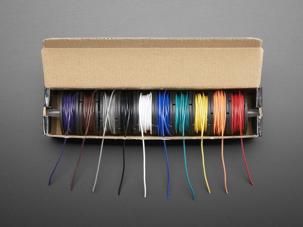 Hook-up Wire Spool Set - 22AWG Solid Core - 10 x 25ft Adafruit 3174