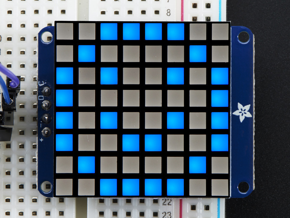 8x8 Ultra Bright Square Blue LED Matrix + Backpack Adafruit 1853