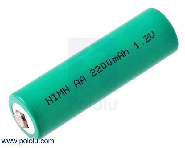 Rechargeable NiMH AA Battery: 1.2V, 2200mAh, 1 cell Pololu 1003