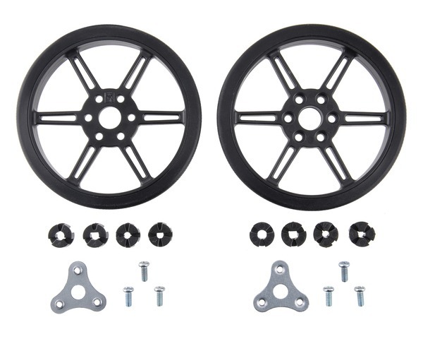Multi-Hub Wheel for 3mm 4mm Shafts - 80×10mm, Black, 2-pack Pololu 3690