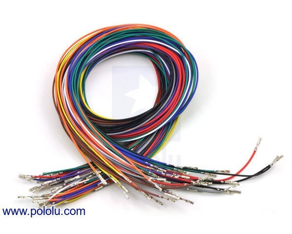 Wires Pre-crimped Terminals 50-Piece 10-Color M-M 60cm Pololu 2008