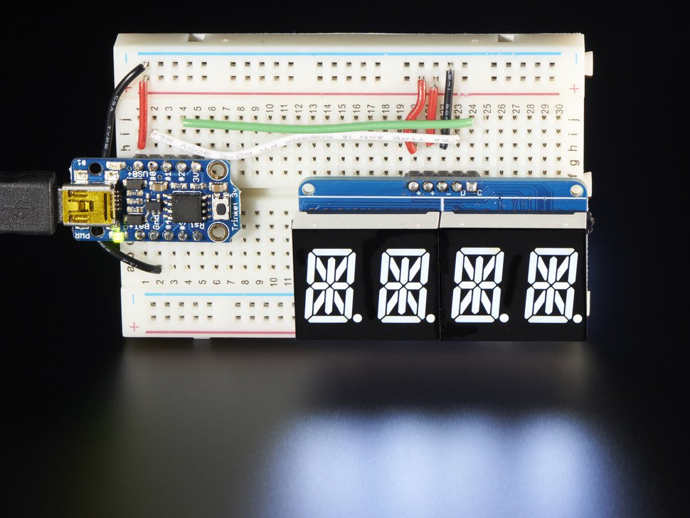 Quad Alphanumeric Display - White 0.54 inch Digits w/ I2C Backpack Adafruit 2157